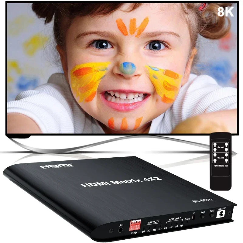 Hdmi Matrix Switch - 8K 4x2 HDMI2.1 매트릭스 비디오 분배기