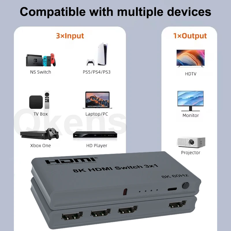 Hdmi Matrix Switch - 8K 60Hz 3x1 자동 스위치 사이클