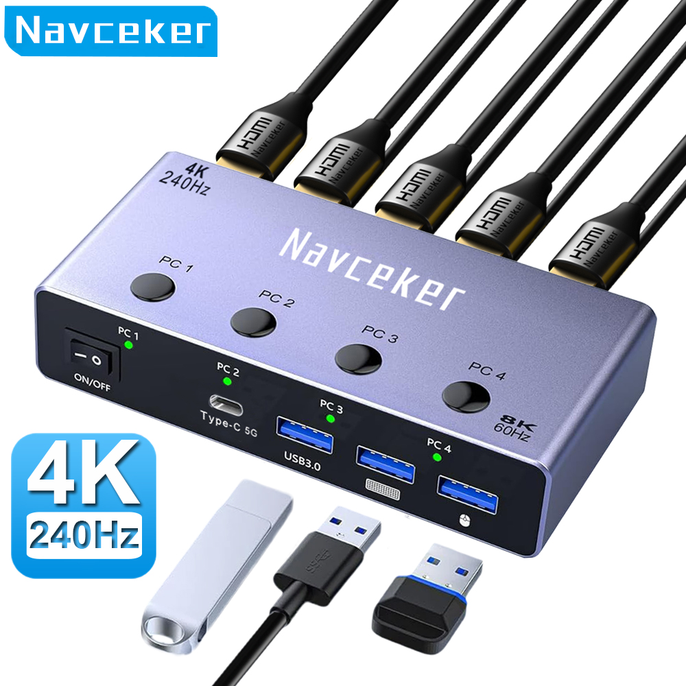 Navceker 4K 240Hz 4X1 HDMI KVM - Hdmi Matrix Switch 리뷰 및 가격