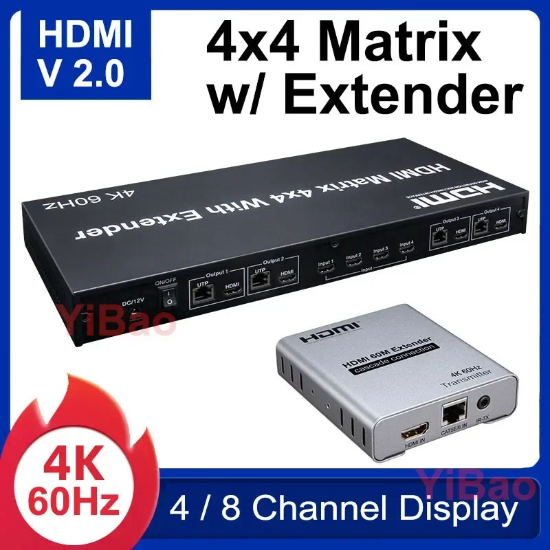 4K 60Hz 4X4 매트릭스 HDMI2.0 4x4 H - Ethernet Switch 8 Port 리뷰 및 가격