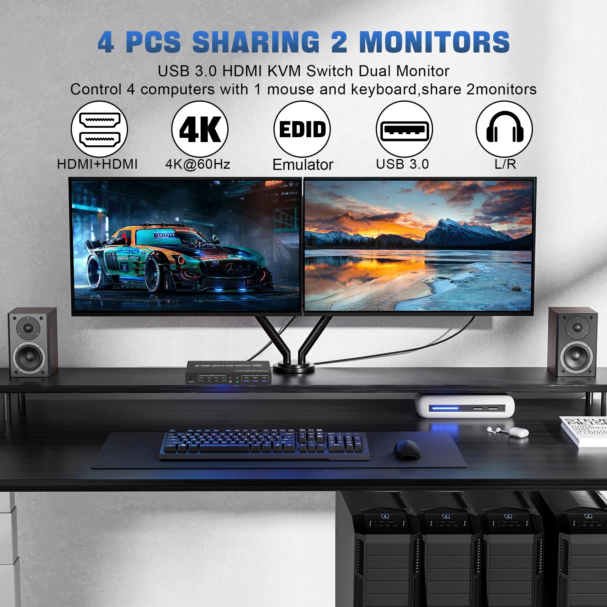 4K USB 3.0 KVM 스위치 HDMI 듀얼 모니터 - Hdmi Matrix Switch 리뷰 및 가격